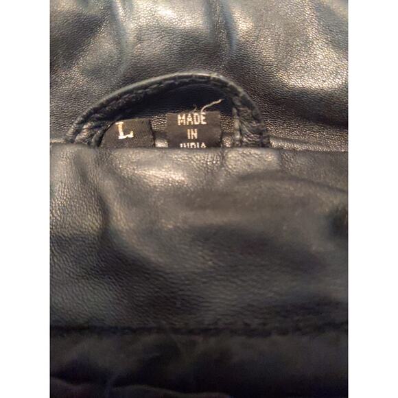 Corvette Black Leather Jacket Men's Size L Genuine GM Licensed Zip Front Bomber - Picture 8 of 8